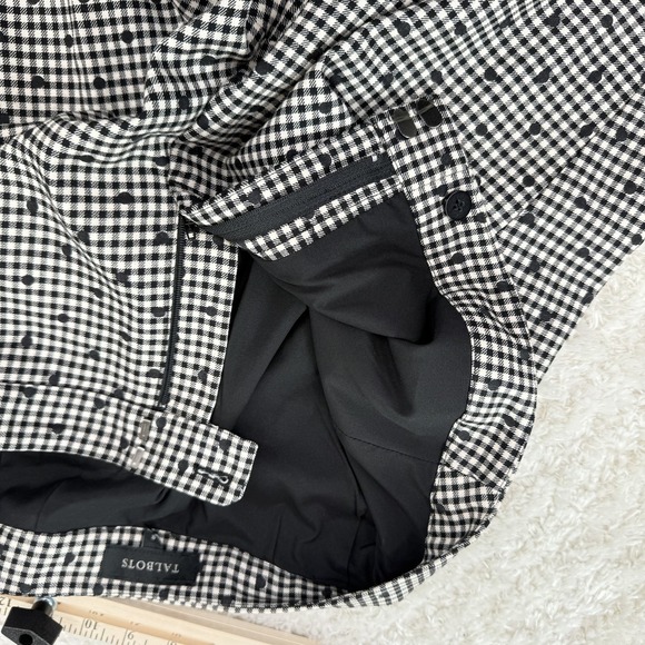Talbots Pants Womens 8 Black White Checked Dot Wool Blend Cropped Bow Hem Dressy - Picture 11 of 12